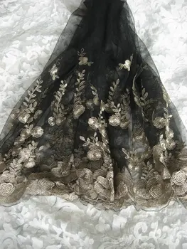 Black Embroidered Lace, embroidered tulle Gauze lace Fabric, Retro gold floral lace MF123
Black Embroidered Lace, embroidered tulle Gauze lace Fabric, Retro gold floral lace MF123