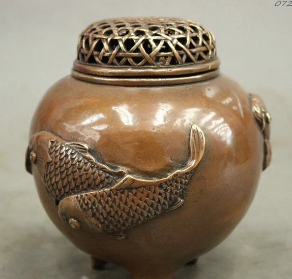 005599 Folk Chinese Bronze Technics Lucky Wealth Carp Fish Statue Incense Burner Censer
005599 Folk Chinese Bronze Technics Lucky Wealth Carp Fish Statue Incense Burner Censer