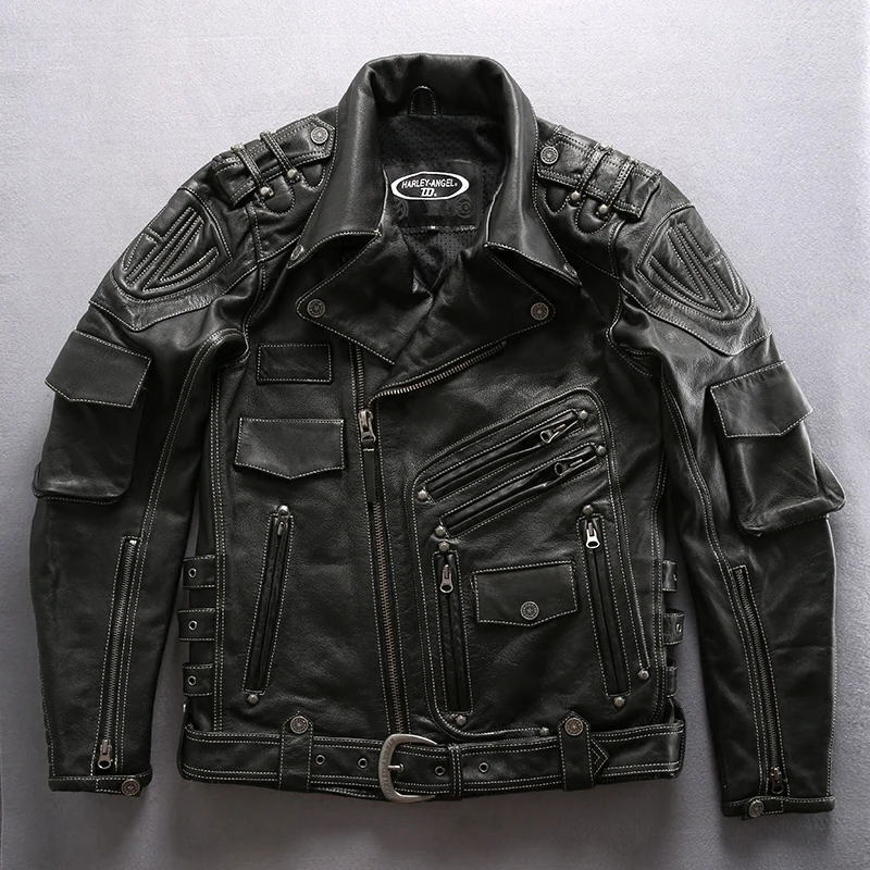 HARLEY ANGEL Male Genuine Leather Motorcycle Jackets Vintage Designer Thick Cowhide Coats Men Plus Size Jacket DHL free shipping
HARLEY ANGEL Male Genuine Leather Motorcycle Jackets Vintage Designer Thick Cowhide Coats Men Plus Size Jacket DHL free shipping