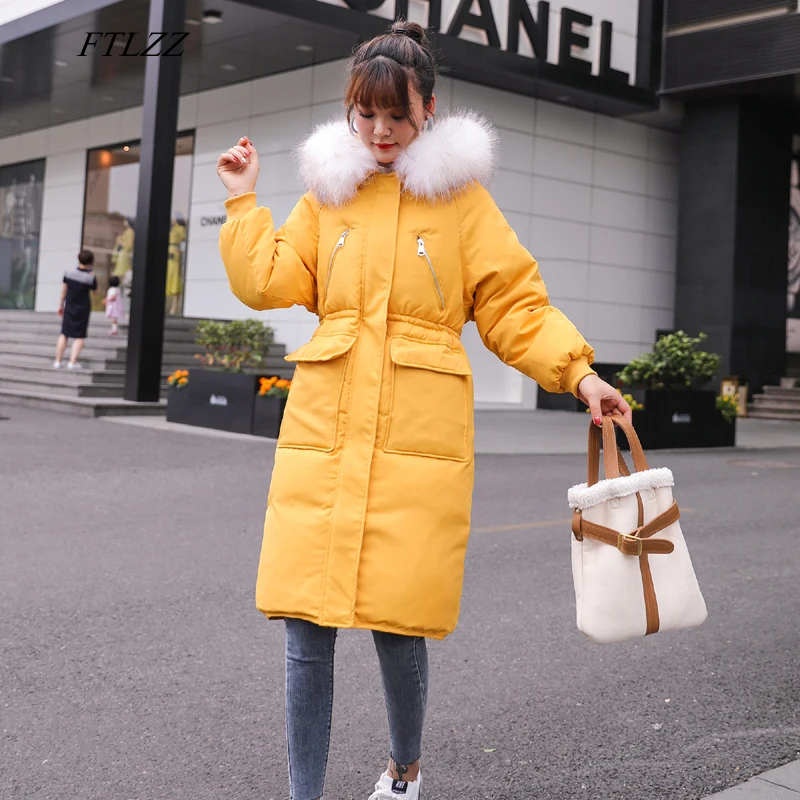 FTLZZ Winter Women 90% White Duck Down Parkas Large Natural Fur Collar Hooded Down Jacket Coat Female Zipper Yellow Outerwear
FTLZZ Winter Women 90% White Duck Down Parkas Large Natural Fur Collar Hooded Down Jacket Coat Female Zipper Yellow Outerwear