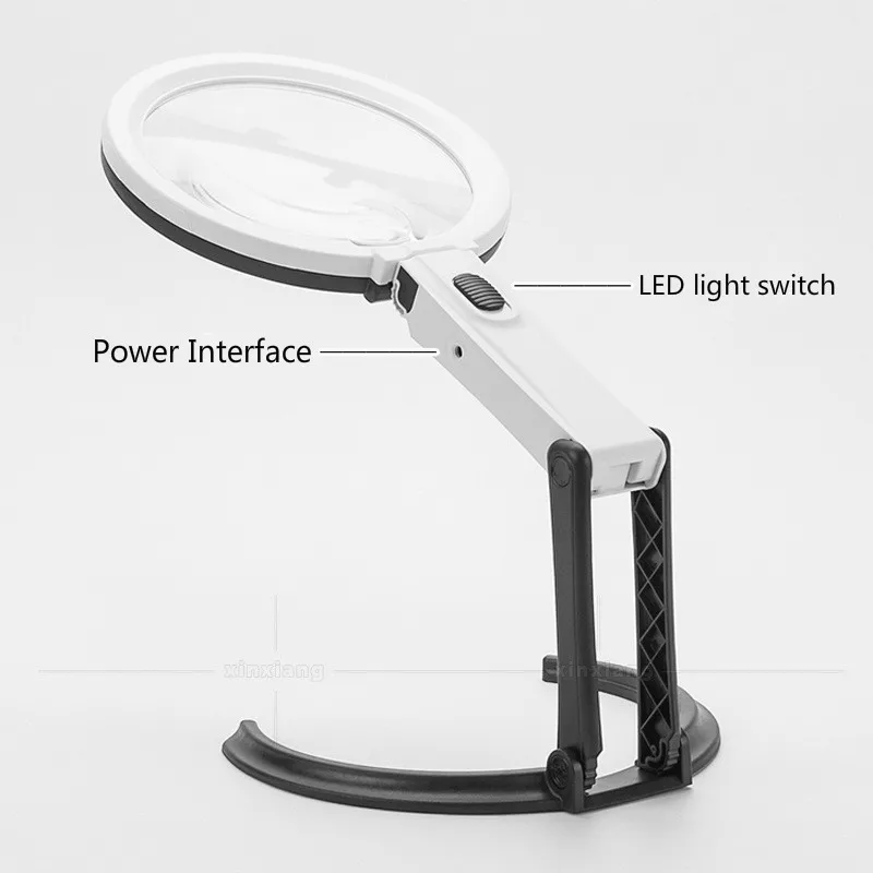 Xinxiang Magnifier 1.8X 5X illuminated Magnifying Glass With LED Light For Reading Map Magnifiers Folding Desk Glasses Magnifier (9)