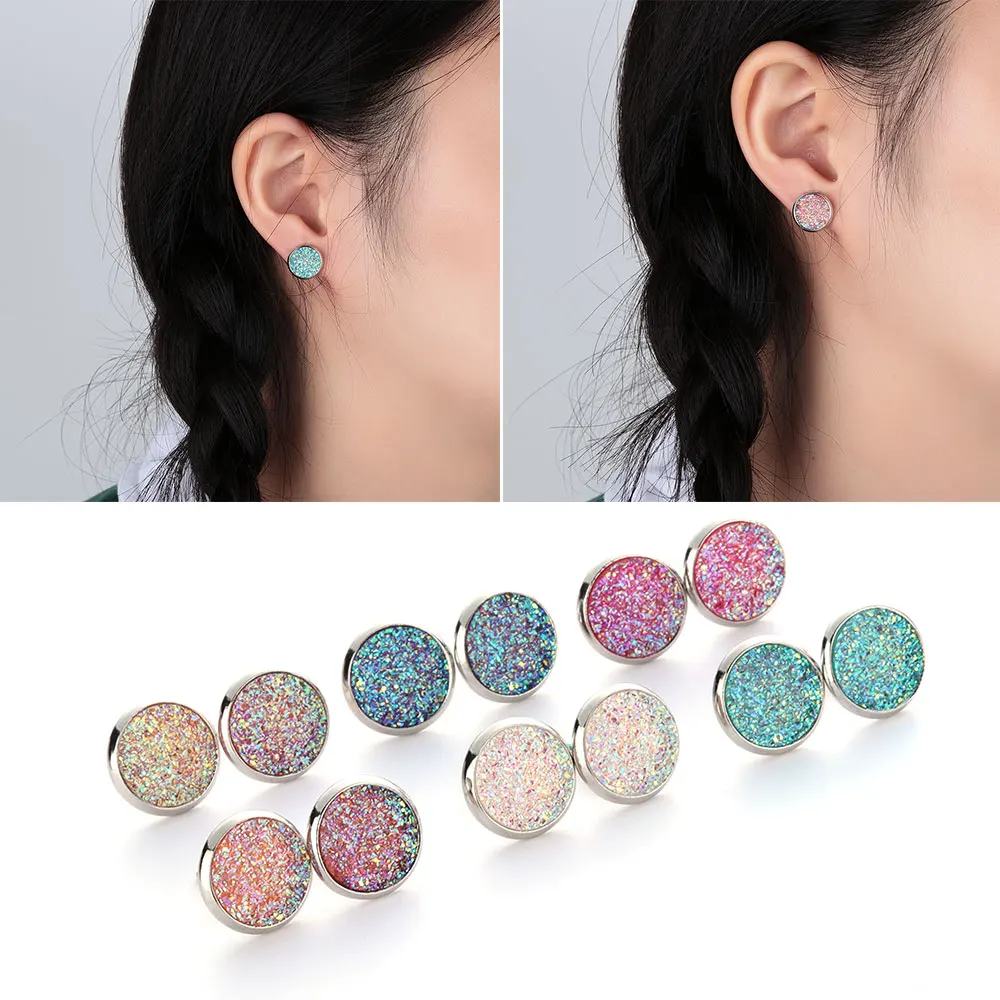 1/6 Pairs/Set Femme 12MM Round Silver Druzy Quartz Stud Earrings Set Bling Sparkly Crystal Rhinestone Ear Studs Charm Jewelry
1/6 Pairs/Set Femme 12MM Round Silver Druzy Quartz Stud Earrings Set Bling Sparkly Crystal Rhinestone Ear Studs Charm Jewelry