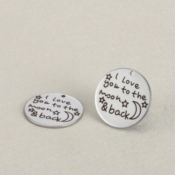 20pcs 25mm Diy accessories Charm lettering I love you to the moon and back stainless steel pendant for necklace or bracelet
20pcs 25mm Diy accessories Charm lettering I love you to the moon and back stainless steel pendant for necklace or bracelet