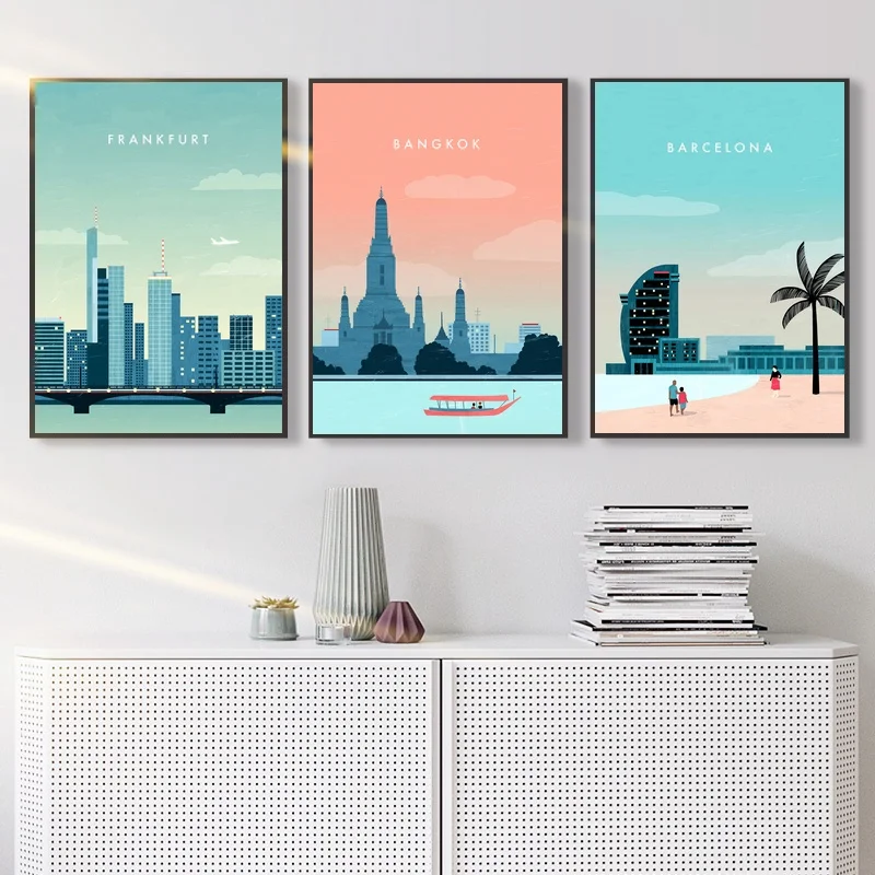 Frankfurt Bangkok Barcelona Travel Poster Wall Art Canvas Print Poster Home Wall Decor No Frame
Frankfurt Bangkok Barcelona Travel Poster Wall Art Canvas Print Poster Home Wall Decor No Frame