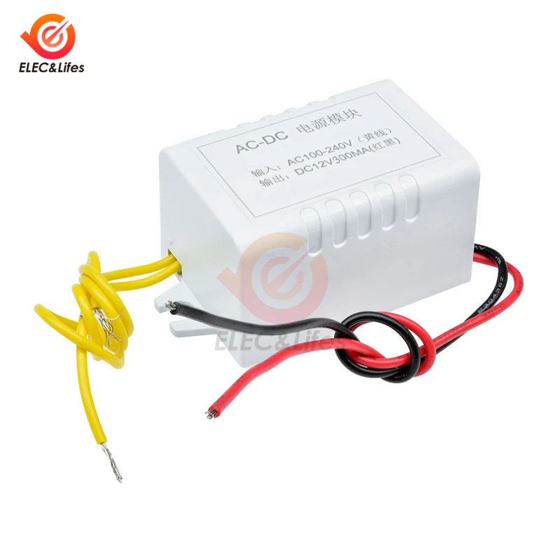 AC-DC 100-240V To 12V 300mA DC Power Supply module Step Down Buck Converter transformer For W1209 Temperature Controller Power
AC-DC 100-240V To 12V 300mA DC Power Supply module Step Down Buck Converter transformer For W1209 Temperature Controller Power