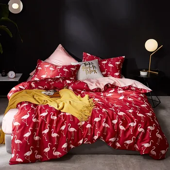 Gril Red bedding set Luxury Egyptian cotton Satin flamingo bird print queen size bedclothes home texitle bed linen
Gril Red bedding set Luxury Egyptian cotton Satin flamingo bird print queen size bedclothes home texitle bed linen