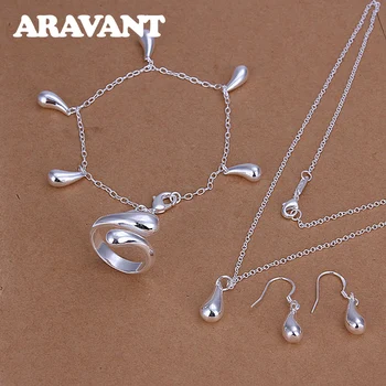 New Fashion Women Jewelry Sets Silver 925 Water Drop Earring Pendants Necklaces Ring Bracelets
New Fashion Women Jewelry Sets Silver 925 Water Drop Earring Pendants Necklaces Ring Bracelets