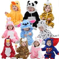 IDGIRL 2018 Cute Cartoon Flannel Baby Rompers Novelty Rabbit Cotton boy girl Animal Rompers Stitch Baby's Sets Baby kigurumi image