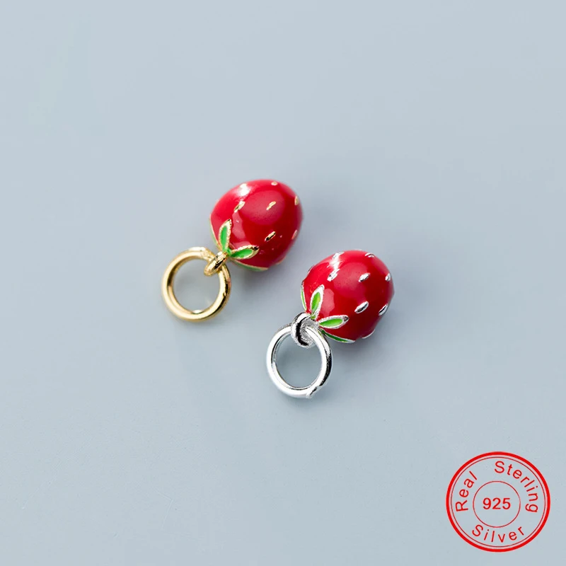UQBing Fashion 6*6*9mm Enamel Strawberry Big Dangle Charms Silver Color Jewelry Making DIY Handmade Craft | Украшения и