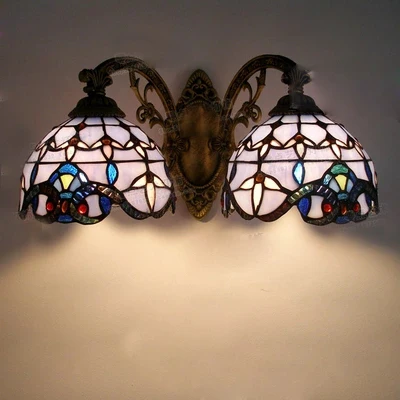 Vintage Tiffany Mediterranean style Baroque Blue glass LED Wall Sconce Indoor Lighting Lamp E27 AC 110/220V Double Wall Light
Vintage Tiffany Mediterranean style Baroque Blue glass LED Wall Sconce Indoor Lighting Lamp E27 AC 110/220V Double Wall Light
