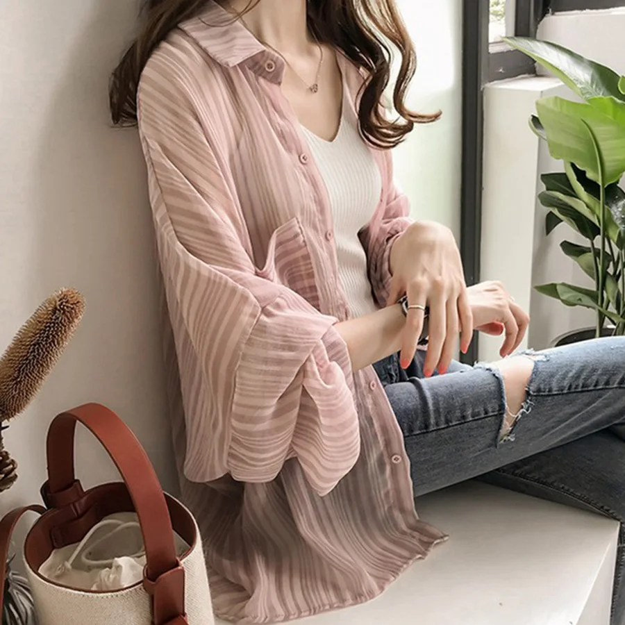 blouses woman 2019 loose lantern sleeves striped blouse women chiffon cardigan sunscreen blouse shirt jacket women tops
blouses woman 2019 loose lantern sleeves striped blouse women chiffon cardigan sunscreen blouse shirt jacket women tops