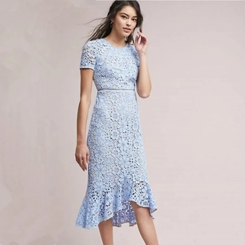 High Quality Elegant Women Wedding Party Sexy Illusion Top V-back Short Sleeve Knee-Length Ruffles Mermaid Lace Mini Dress
High Quality Elegant Women Wedding Party Sexy Illusion Top V-back Short Sleeve Knee-Length Ruffles Mermaid Lace Mini Dress