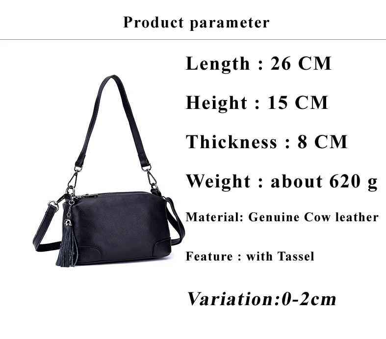 Lomelobo Women Messenger Bag Genuine Leather Ladies Shoulder Bags Handbag Female Hobos Bag Litchi Pattern +Tassel Crossbody Bags HBL5555 Details (02)