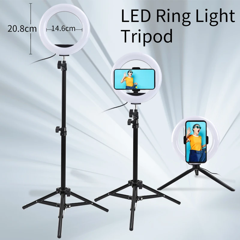 Photography 8" 10” LED Selfie Ring Light Lamp Stepless Photo Lighting Dimmable With 160cm Tripod For Makeup Video Live
Photography 8" 10” LED Selfie Ring Light Lamp Stepless Photo Lighting Dimmable With 160cm Tripod For Makeup Video Live