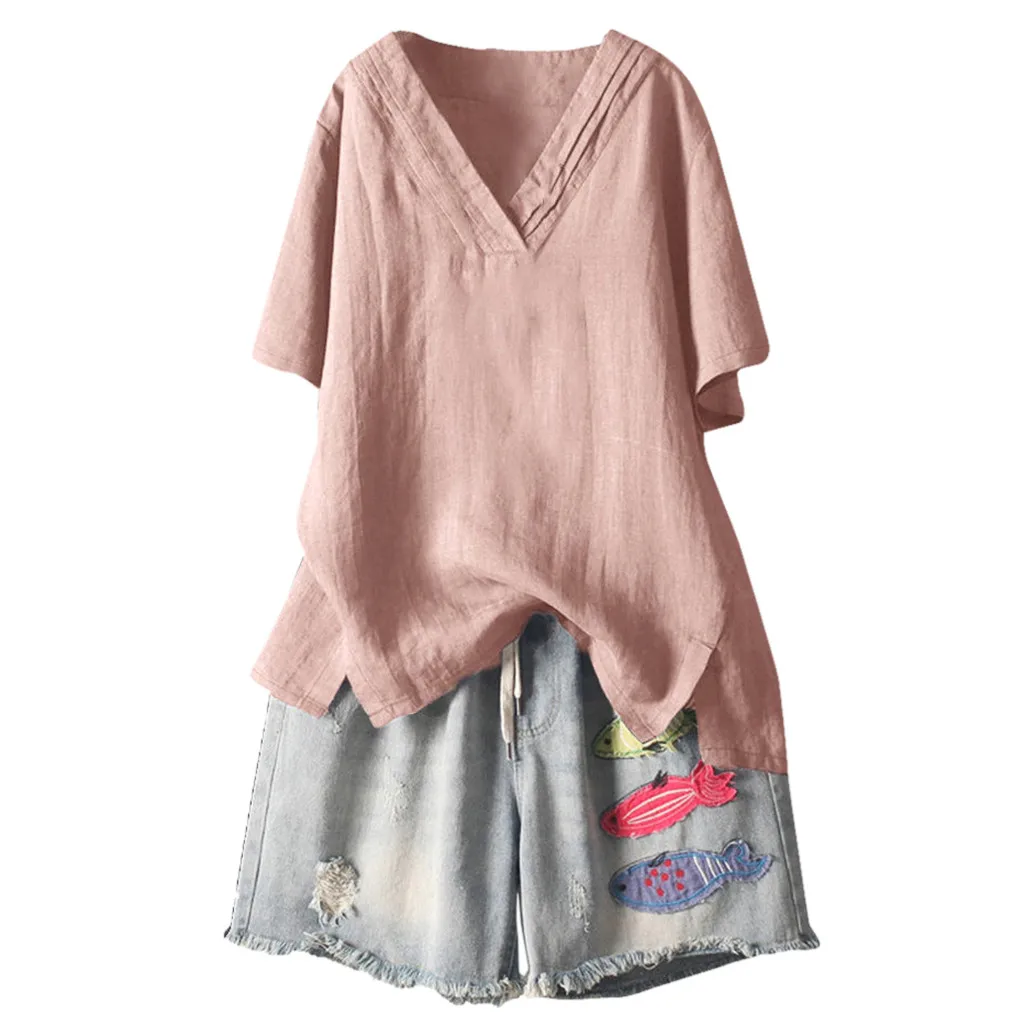 SAGACE women's tshirts Women 2019 Ladies sexy V-Neck Cotton Linen Solid Loose Casual T-Shirt Tops Solid color female T-shirt Top
SAGACE women's tshirts Women 2019 Ladies sexy V-Neck Cotton Linen Solid Loose Casual T-Shirt Tops Solid color female T-shirt Top