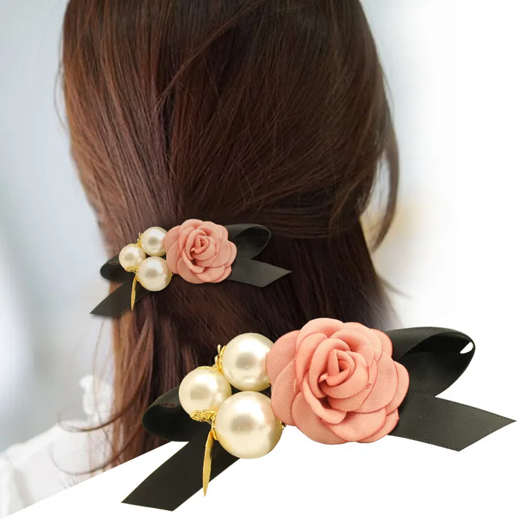 Pink Flower Hair Ornaments Korean Hairpin Camellia Top Clip Bow Knot Head Pearl Spring Clips Hair Jewelry Accessories for Woman
Pink Flower Hair Ornaments Korean Hairpin Camellia Top Clip Bow Knot Head Pearl Spring Clips Hair Jewelry Accessories for Woman