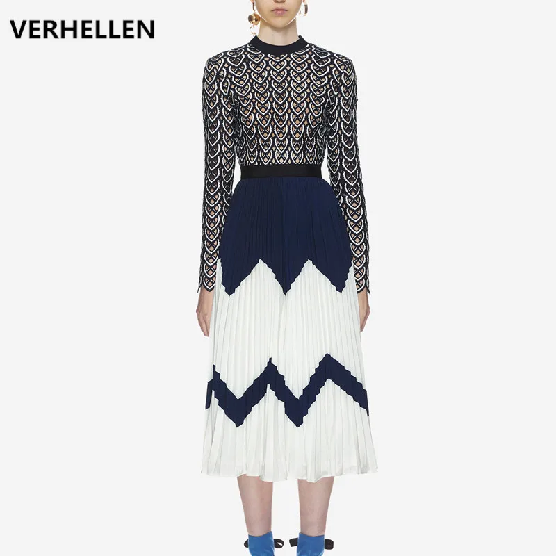 VERHELLEN Self Portrait Dress 2019 Fashion Designer Runway Dress Women Long Sleeve Heart Hollow Out Patchwork Pleated Dress
VERHELLEN Self Portrait Dress 2019 Fashion Designer Runway Dress Women Long Sleeve Heart Hollow Out Patchwork Pleated Dress