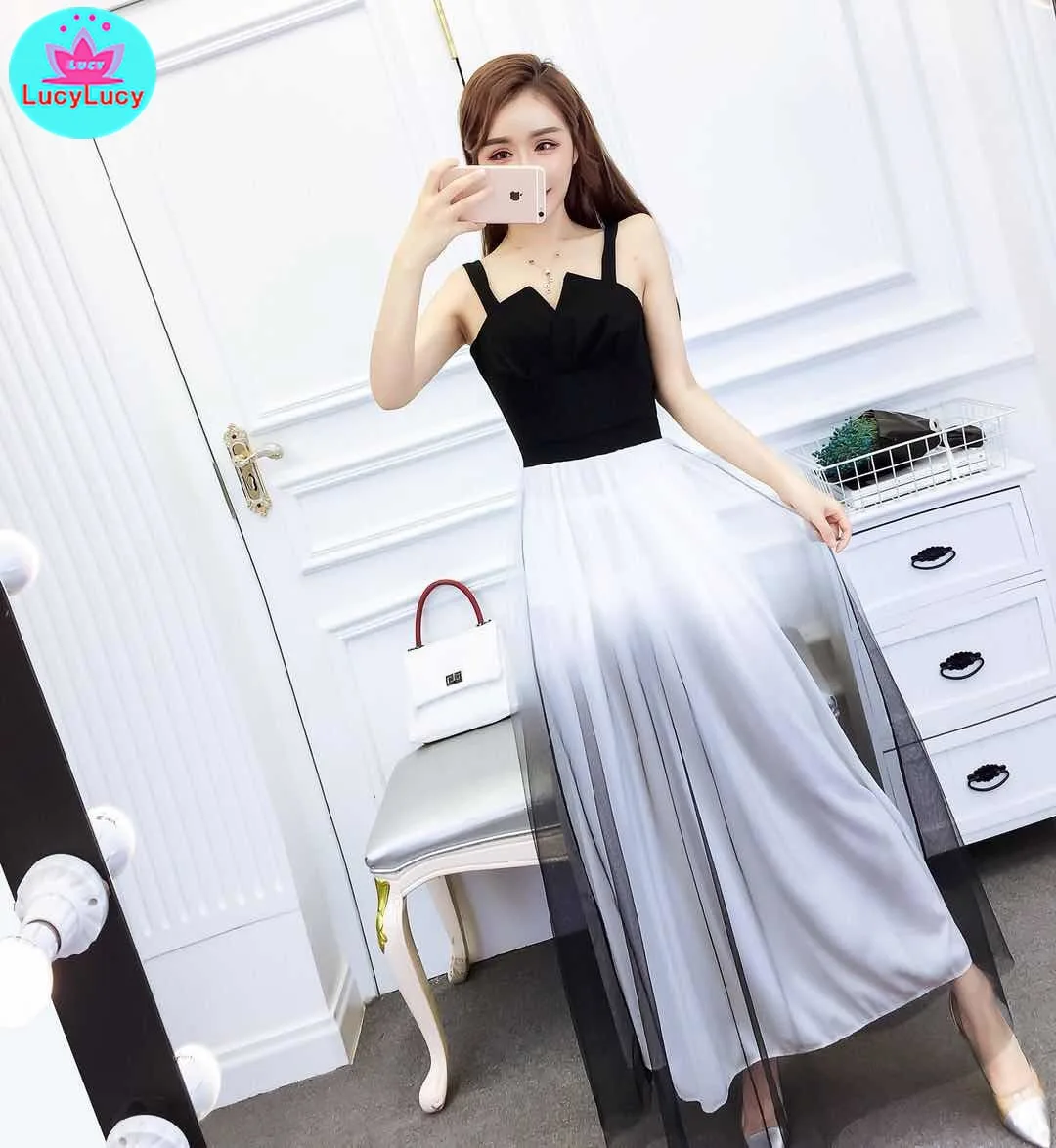 2019 summer Europe and the United States new banquet sexy mesh slim elegant strap dress
2019 summer Europe and the United States new banquet sexy mesh slim elegant strap dress