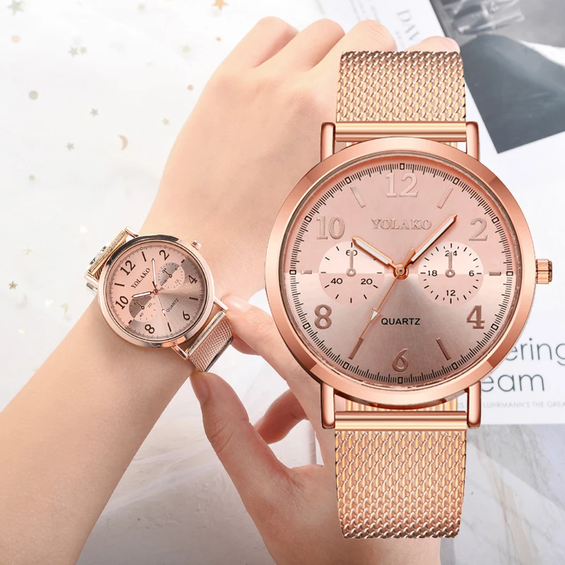 2019 Rose Gold Quartz Women Watch New Brand Luxury Stainless Strap Analog Wrist Watches Female Clock YOLAKO Relogio Feminino
2019 Rose Gold Quartz Women Watch New Brand Luxury Stainless Strap Analog Wrist Watches Female Clock YOLAKO Relogio Feminino