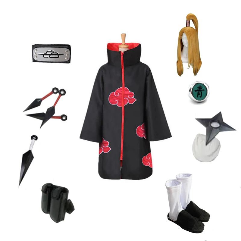 Cosplay NARUTO Akatsuki Deidara Unisex Party Halloween Costume Including Red Cloud Cloak Headband Shoes Ring Kunai ETC.
Cosplay NARUTO Akatsuki Deidara Unisex Party Halloween Costume Including Red Cloud Cloak Headband Shoes Ring Kunai ETC.