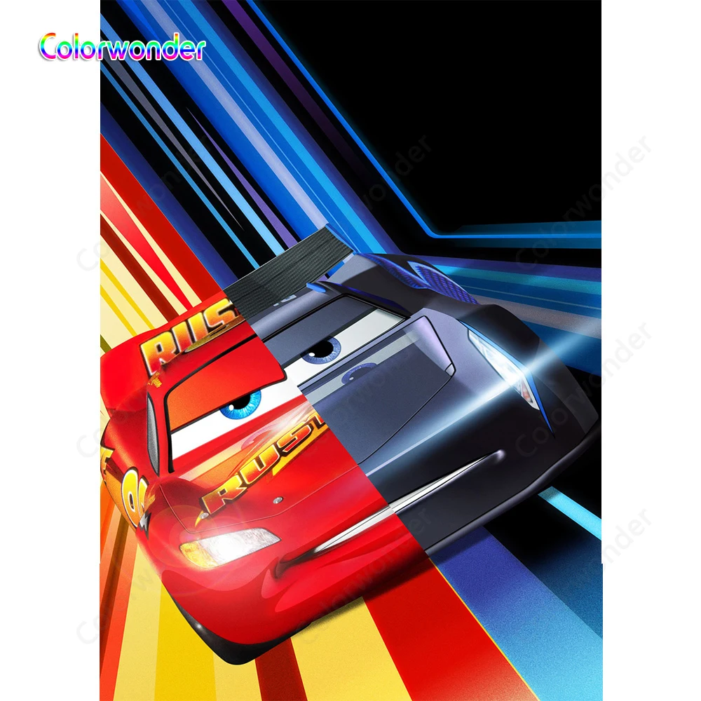 Cartoon Photo Background Car Consists of McQueen and Black one with Colorful Stripes Kids Birthday Backdrops for Room Decoration
Cartoon Photo Background Car Consists of McQueen and Black one with Colorful Stripes Kids Birthday Backdrops for Room Decoration