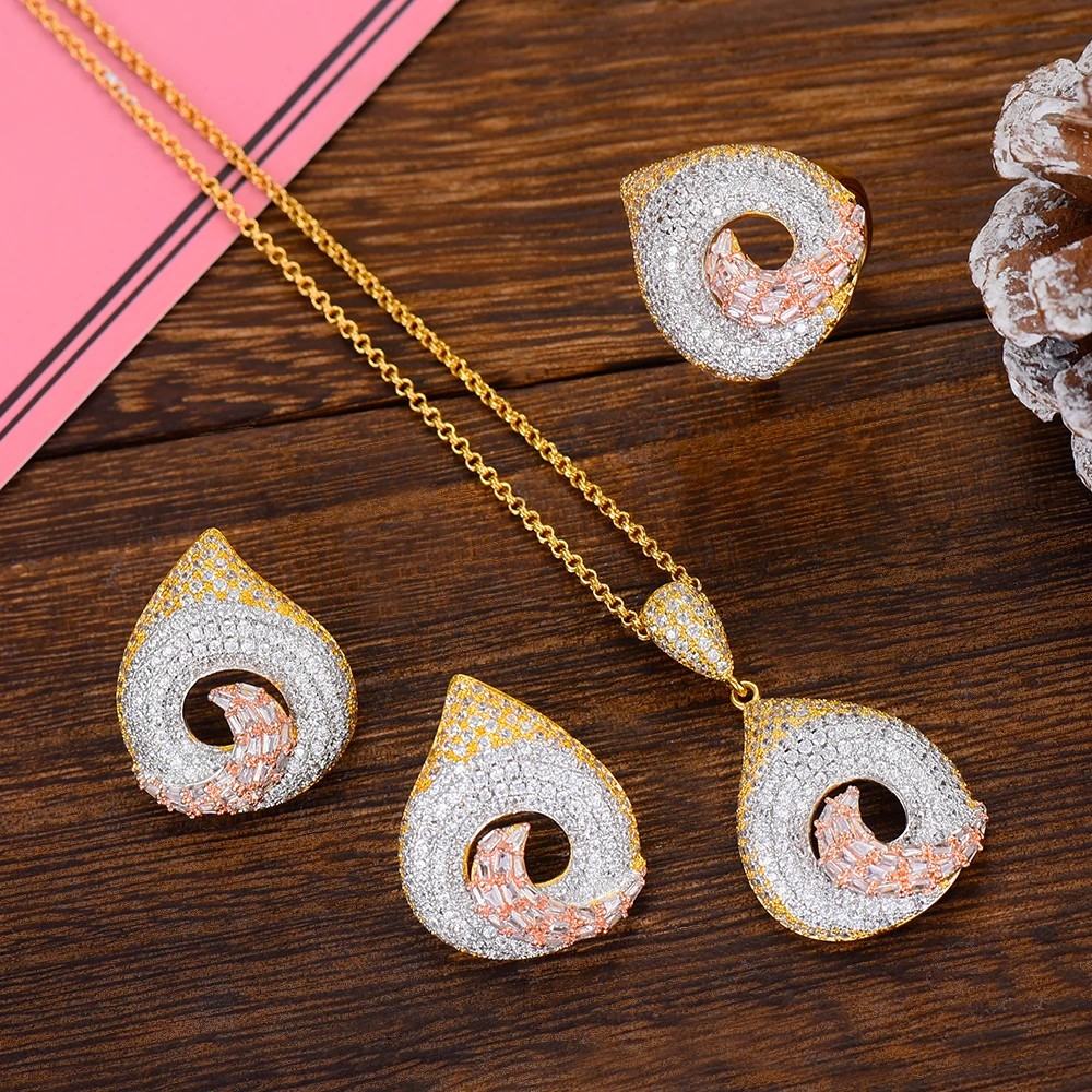 missvikki 2019 New Design Fashion Waterdrop Pendant Necklace Stud Earrings Ring Jewelry Set for Women Bridal Wedding Gift CZ
missvikki 2019 New Design Fashion Waterdrop Pendant Necklace Stud Earrings Ring Jewelry Set for Women Bridal Wedding Gift CZ