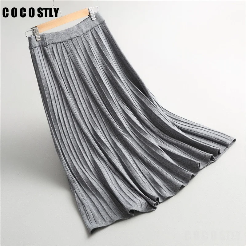 2019 Women Elegant Pleated Knitted Skirt Autumn Winter Solid Elastic High Waist Long Skirt Female Loose Warm Midi Skirt Saia
2019 Women Elegant Pleated Knitted Skirt Autumn Winter Solid Elastic High Waist Long Skirt Female Loose Warm Midi Skirt Saia