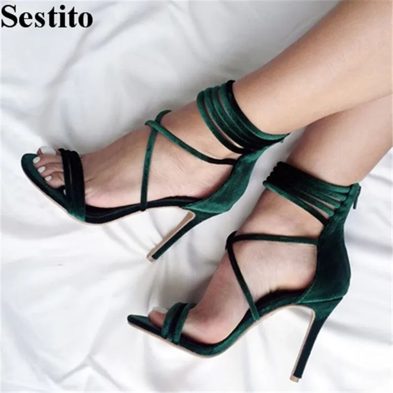 Fashion Green Cross-tied Casual Sandals Summer Peep Toe Thin Heels Women Sandals Zip Cover heel Sexy High Heels New Women Shoes
Fashion Green Cross-tied Casual Sandals Summer Peep Toe Thin Heels Women Sandals Zip Cover heel Sexy High Heels New Women Shoes
