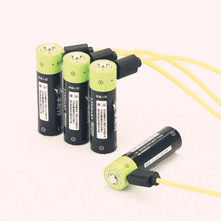 Cncool NEW battery ! 4pcs ZNTER 1.5V AA 1250MAH li-polymer lithium li-ion rechargeable with USB charging line | Электроника