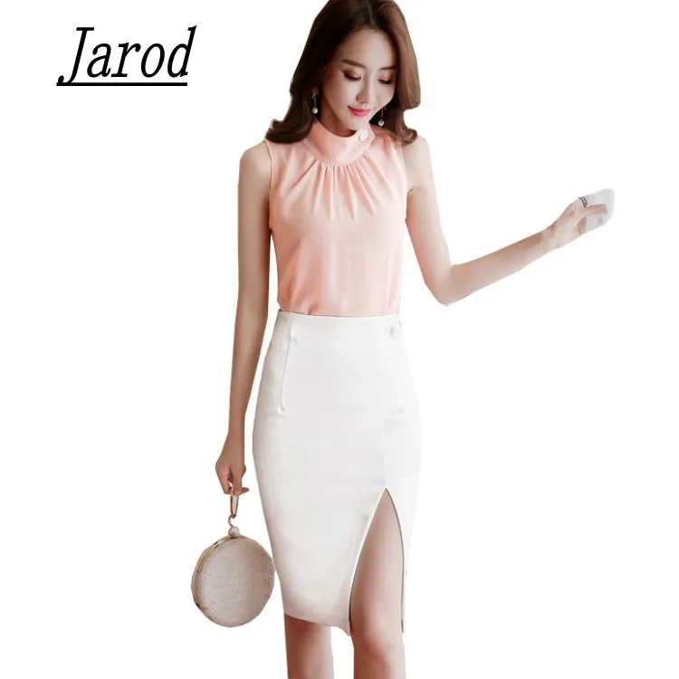 2 Piece Set Women Suit 2018 Summer sleeveless Chiffon pink Blouse Shirt Tops and white Pencil Skirt Crop Top and Skirt Set
2 Piece Set Women Suit 2018 Summer sleeveless Chiffon pink Blouse Shirt Tops and white Pencil Skirt Crop Top and Skirt Set