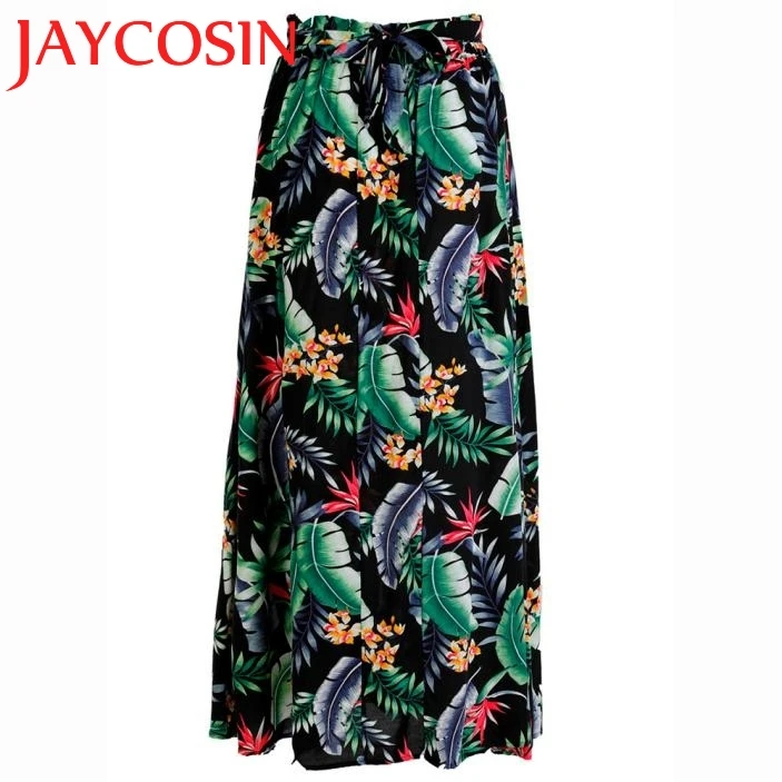 JAYCOSIN Женская юбка макси в стиле бохо пляжный принт листьев праздник Лето Высокая