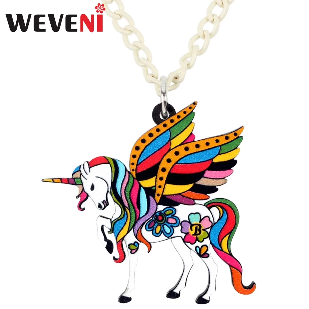 WEVENI Acrylic Holy Fairy Unicorn Flying Horse Necklace Pendant Chain Collar Trendy Anime Jewelry For Women Girls Party Gifts
WEVENI Acrylic Holy Fairy Unicorn Flying Horse Necklace Pendant Chain Collar Trendy Anime Jewelry For Women Girls Party Gifts