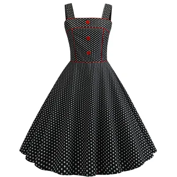 Women Summer Dress 2019 Sexy Spaghetti Strap Party Dress Polka Dot Elegant Vintage Big Swing Rockabilly Dress Vestidos Plus Size 
Women Summer Dress 2019 Sexy Spaghetti Strap Party Dress Polka Dot Elegant Vintage Big Swing Rockabilly Dress Vestidos Plus Size