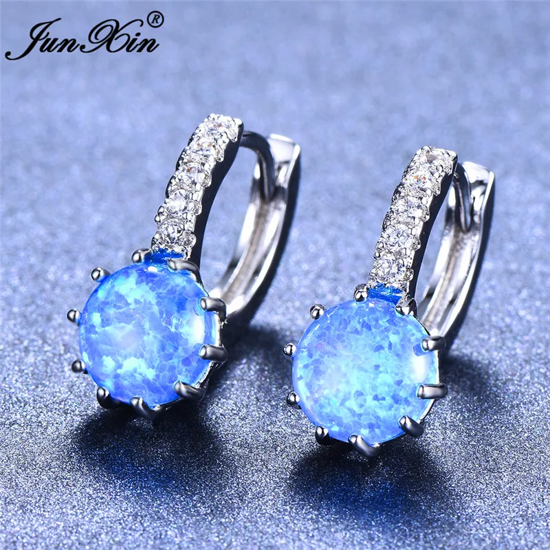 2019 Fashion Boho Female Round Hoop Earrings 925 Sterling Silver Wedding Jewelry White Blue Fire Opal Stone Earrings For Women
2019 Fashion Boho Female Round Hoop Earrings 925 Sterling Silver Wedding Jewelry White Blue Fire Opal Stone Earrings For Women