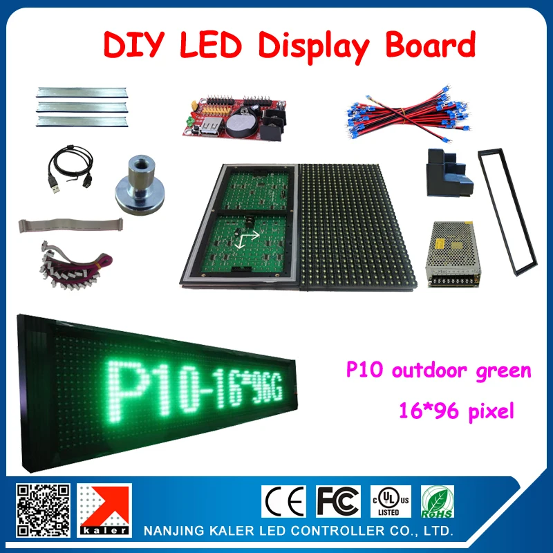 Outdoor p10 green color waterproof programmable advertising led display board support multi-language 24*104cm
Outdoor p10 green color waterproof programmable advertising led display board support multi-language 24*104cm