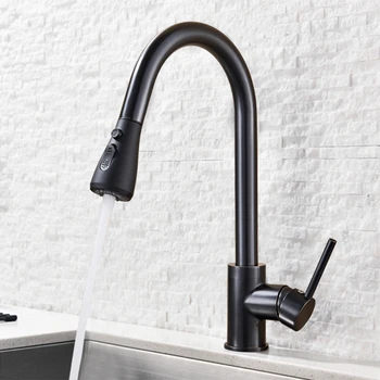 Black And Brushed Nickel Kitchen Sink Faucet Spray Stream Spout Switch Pull Down Kitchen Mixers Deck Mounted Hot and Cold Tap
Black And Brushed Nickel Kitchen Sink Faucet Spray Stream Spout Switch Pull Down Kitchen Mixers Deck Mounted Hot and Cold Tap