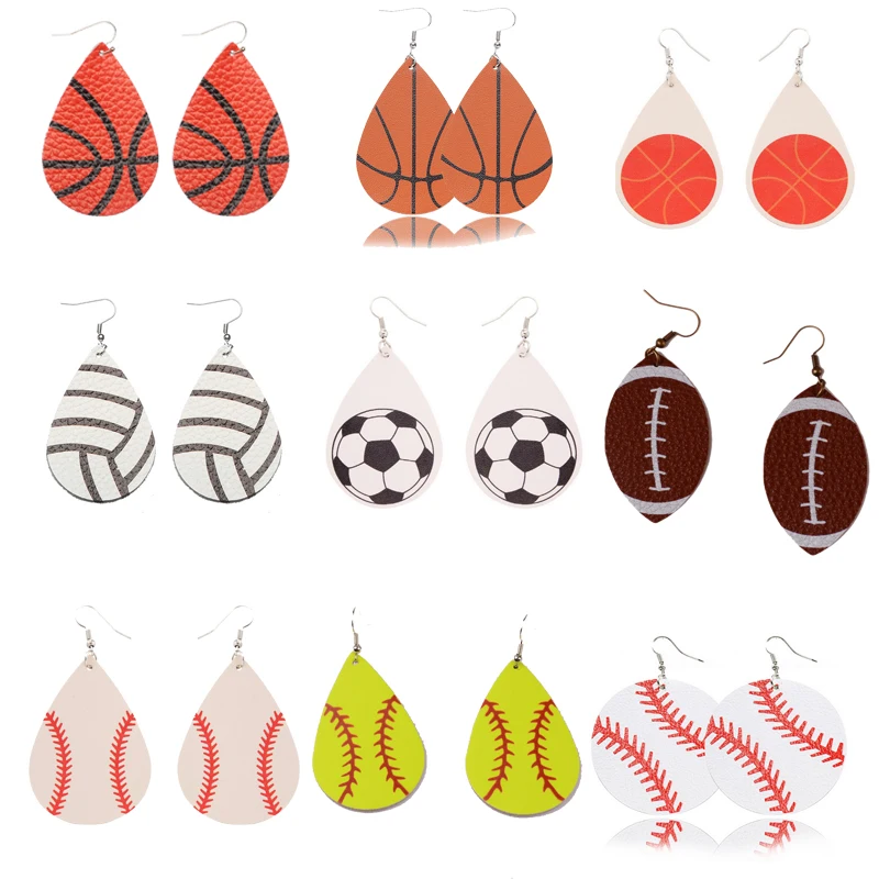 Fashion Casual Sporting Goods Leather Dangle Earring Retro Basketball Football Softball Rugby Pendientes Women Jewelry Bijoux
Fashion Casual Sporting Goods Leather Dangle Earring Retro Basketball Football Softball Rugby Pendientes Women Jewelry Bijoux