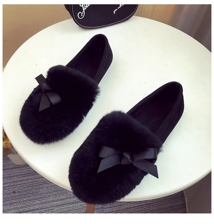 Fashion Lady Flcok Ankle Slip-On Booties 2018 New Autumn And Winter Women Warm Round Toe Short Plush Solid Shoe Size 35-40 M8D58 (29)