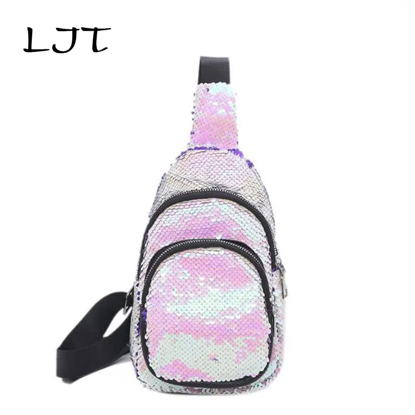 

LJT 2019 New Women Fanny Pack Multifunction Waist Bag Woman Sequins Chest Bag Large Capacity Shoulder Belt Bag Dropshipping