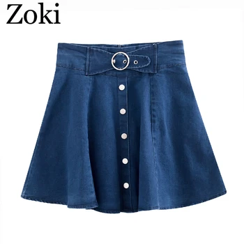 ZOKI Summer Women Denim Mini Dress A-line High Waist Korean Style Blue Girl Pleated Skirt Jeans Elegant Faldas Mujer Moda 2020
ZOKI Summer Women Denim Mini Dress A-line High Waist Korean Style Blue Girl Pleated Skirt Jeans Elegant Faldas Mujer Moda 2020