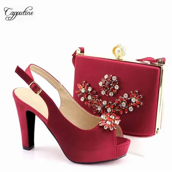 Luxury wine pumps with handbag fashion high heel sandal shoes and purse bag set with stones A9982, heel height 11cm
Luxury wine pumps with handbag fashion high heel sandal shoes and purse bag set with stones A9982, heel height 11cm