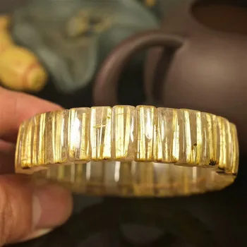 Natural Titanium Rutilated Quartz Crystal Yellow Golden Rectangle Bead Bracelet 16x6mm AAAAA
Natural Titanium Rutilated Quartz Crystal Yellow Golden Rectangle Bead Bracelet 16x6mm AAAAA