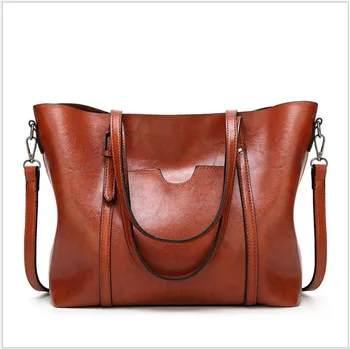 Fashion bag oil wax leather matchs everything big bag big capacity tote bag women's hand shoulder.
Fashion bag oil wax leather matchs everything big bag big capacity tote bag women's hand shoulder.