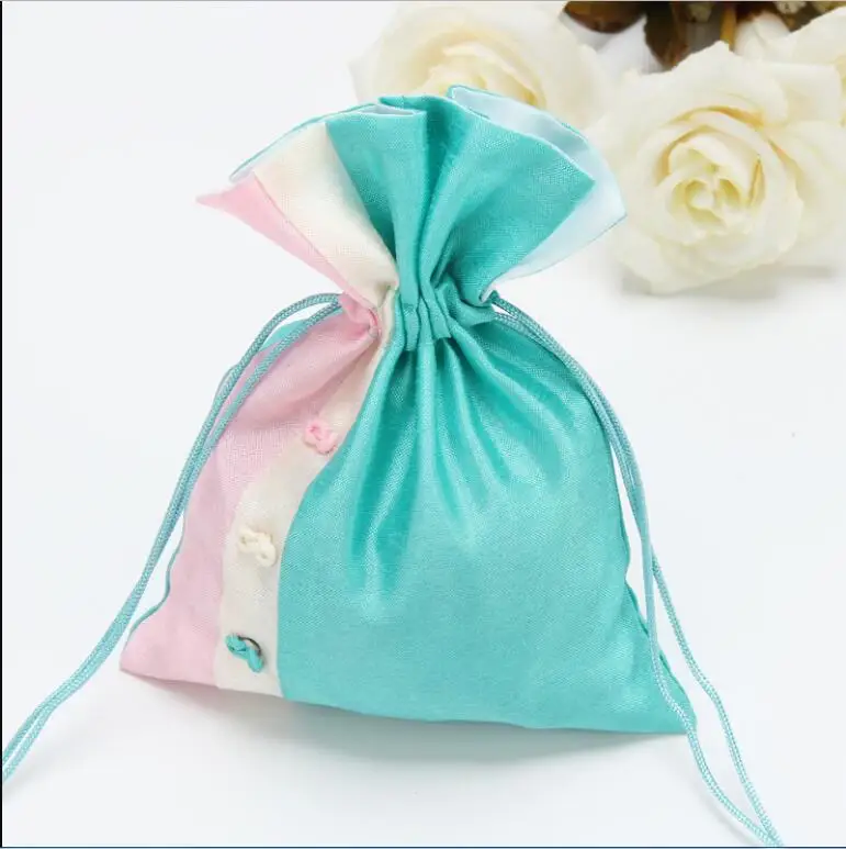 

24 Pcs Pink Blue Yellow Green Gift Bag Cloth 10*14 Cm Drawstring Packaging Baby Shower Graduation Emballage Sachet Organza