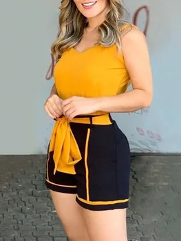 Summer Women Holiday Vacation Leisure Jumpsuit Female Elegant Casual Playsuit Colorblock Knotted Spaghetti Strap Romper
Summer Women Holiday Vacation Leisure Jumpsuit Female Elegant Casual Playsuit Colorblock Knotted Spaghetti Strap Romper