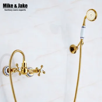Free Shipping wall simple golden shower set Faucet Ceramic Handle Handheld bath Shower mixer Faucet Mixer Tap wall shower faucet
Free Shipping wall simple golden shower set Faucet Ceramic Handle Handheld bath Shower mixer Faucet Mixer Tap wall shower faucet