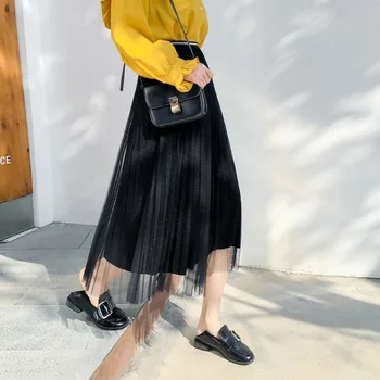Multi-layer Mesh Spring Summer Long Skirt Women Clothes 2020 Stitching High Waist Gold Silk Elegant Pleated Maxi Skirt Tulle
Multi-layer Mesh Spring Summer Long Skirt Women Clothes 2020 Stitching High Waist Gold Silk Elegant Pleated Maxi Skirt Tulle