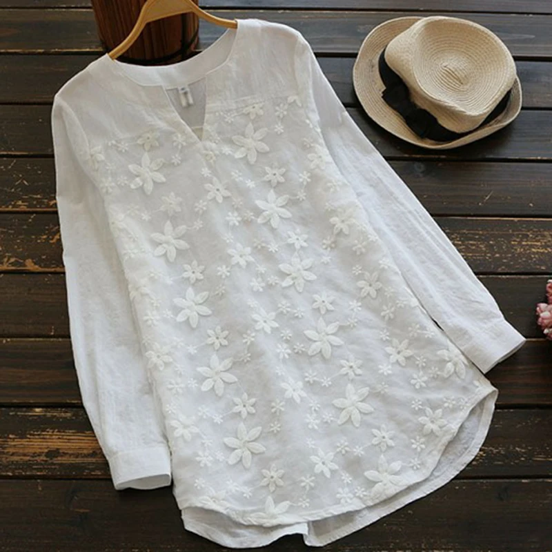 Oversized Floral Embroidered Shirt Blouse Women V-Neck Long Shirts White Lace Sweet Long Sleeve Blouse Shirt Femme
Oversized Floral Embroidered Shirt Blouse Women V-Neck Long Shirts White Lace Sweet Long Sleeve Blouse Shirt Femme