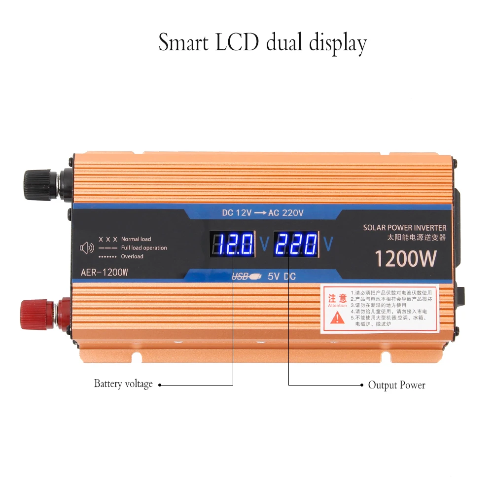 1200W Car Inverter 12 V 220 V Voltage Converter 12v To 220v Car Charger Volts Display
1200W Car Inverter 12 V 220 V Voltage Converter 12v To 220v Car Charger Volts Display