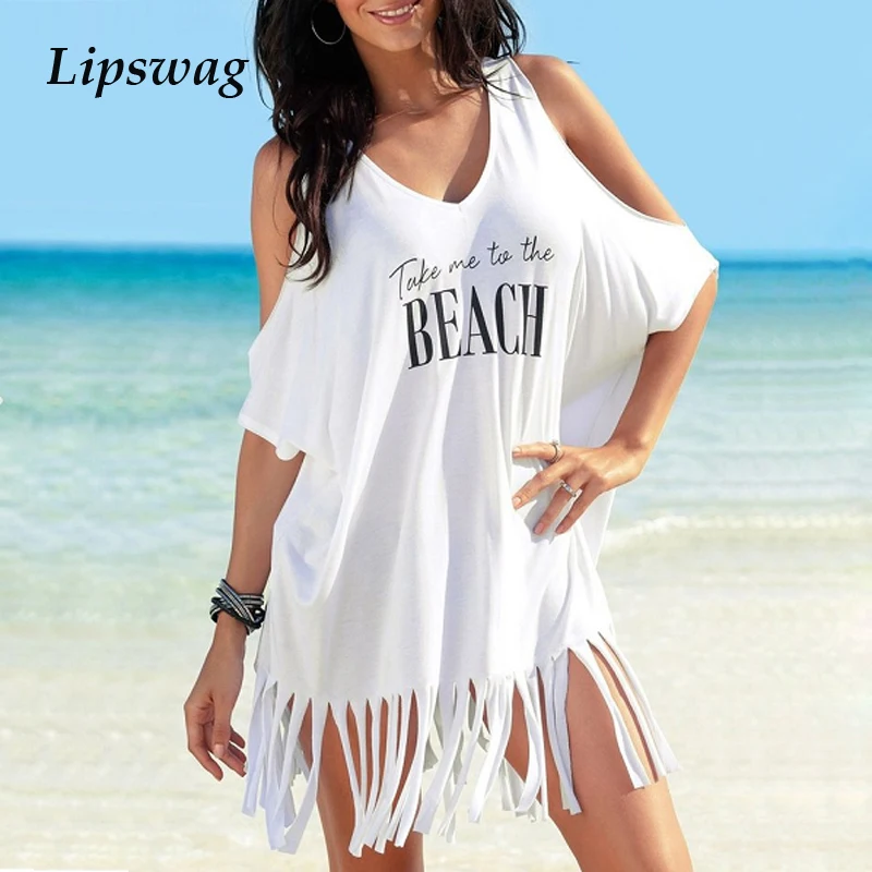 Lipswag Casual Summer V-Neck Dress Women Letter Print Tassel Beach Dress Sexy Off Shoulder Loose Mini Dress White Black Sundress
Lipswag Casual Summer V-Neck Dress Women Letter Print Tassel Beach Dress Sexy Off Shoulder Loose Mini Dress White Black Sundress